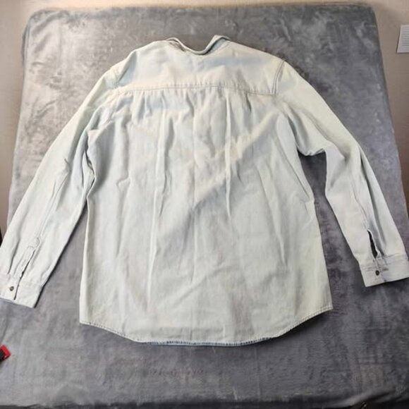 Natural Reflections Womens L Chambray Shirt Embroidered Button Up Cotton Western - Picture 3 of 10